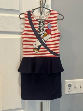 H&M Red & Navy Nautical Stripe Peplum Dress